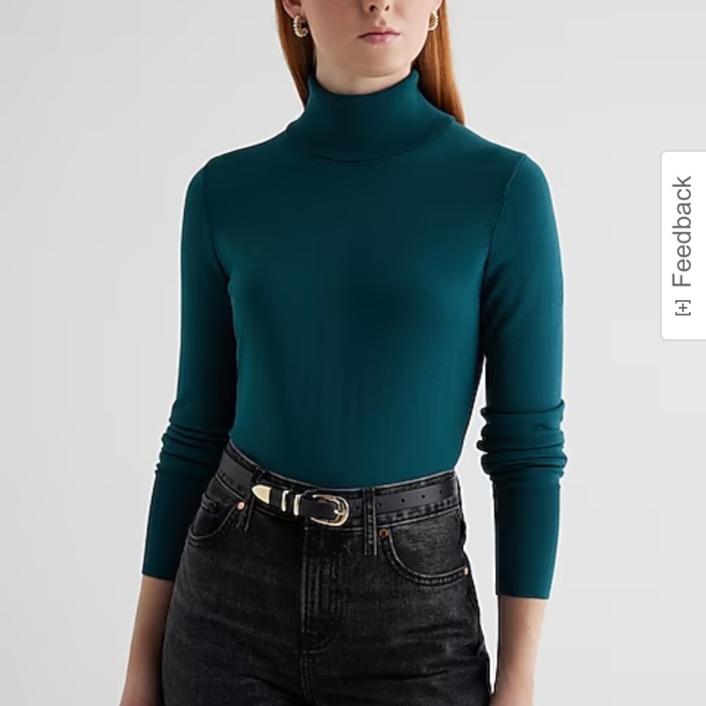 NWT Express Silky Soft Fitted Turtleneck Sweater in Deep Teal